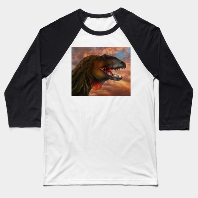 Carcharodontosaurus saharicus Paleoart Baseball T-Shirt by saradrawspaleo